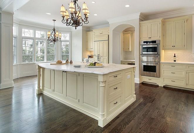 bright and airy dining room with laminate flooring in East Brunswick